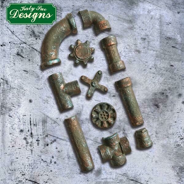 SALE!!! Katy Sue Silicone Mould -RUSTY PIPES -Καλούπι Σιλικόνης Σκουριασμένοι Σωλήνες