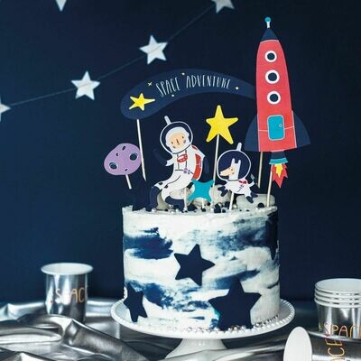 PartyDeco Cake Topper -SPACE 7τμχ - Σετ 7τεμ Τόπερ Διάστημα
