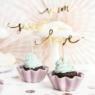 PartyDeco Cupcake Toppers -Love, Sweet & Yum' -GOLD - Σετ 6τεμ Τόπερ Χρυσά PartyDeco Cupcake Toppers -Love, Sweet & Yum' -GOLD - Σετ 6τεμ Τόπερ Χρυσά