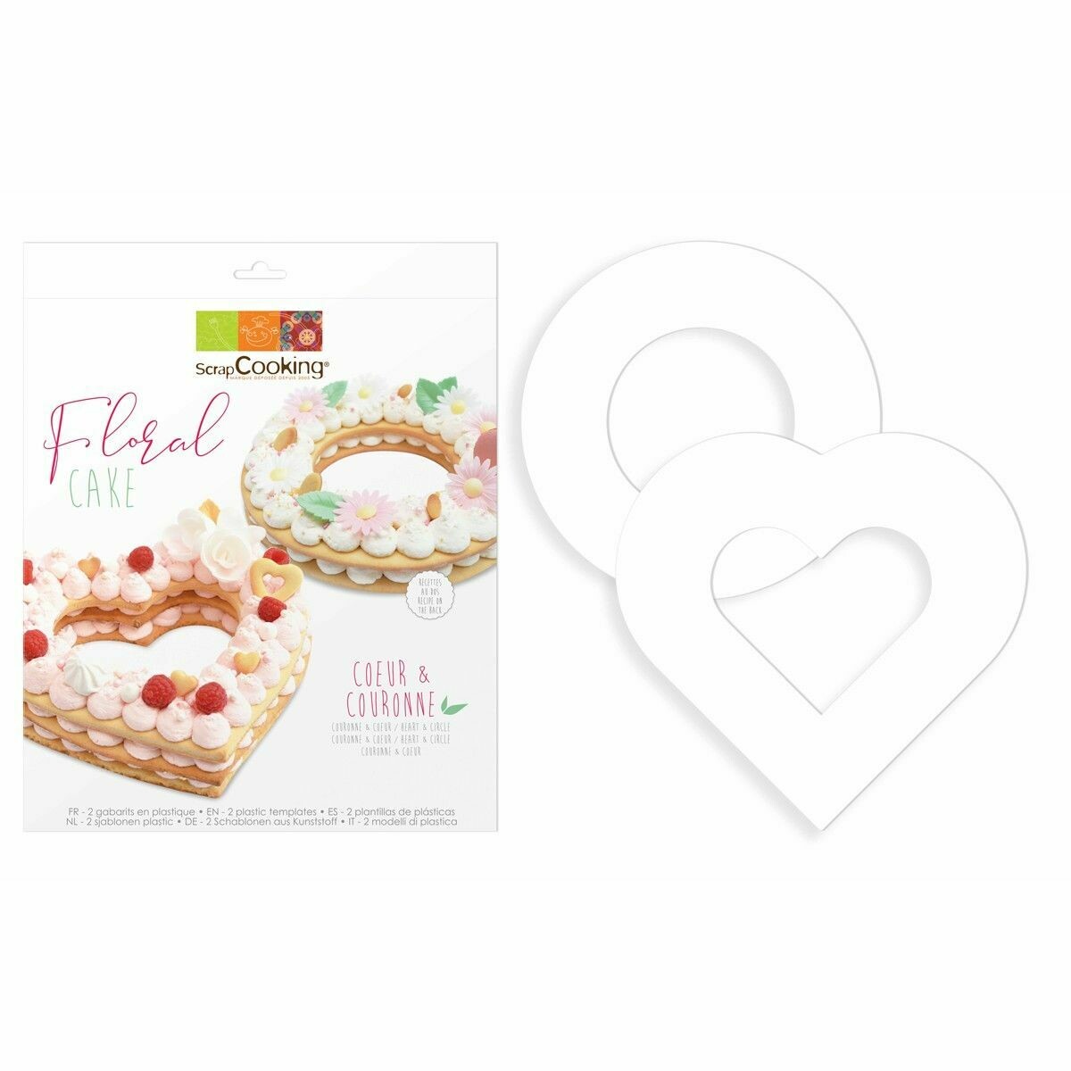 Scrapcooking Cake/Cookie Template -FLORAL Set of 2 - Πρότυπο για κατασκευή μεγάλου μπισκότου σε σχήμα Καρδιάς και Κύκλου