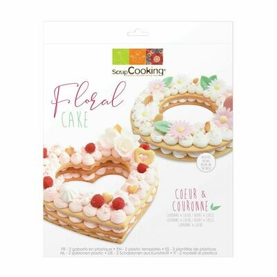 Scrapcooking Cake/Cookie Template -FLORAL Set of 2 - Πρότυπο για κατασκευή μεγάλου μπισκότου σε σχήμα Καρδιάς και Κύκλου