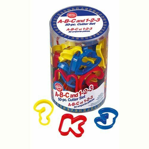 Wilton Tub of 50 LARGE ALPHABET LETTER &amp; NUMBER CUTTERS -Σετ 50τεμ Μεγάλα Πλαστικά Κουπ πατ Γράμματα &amp; Αριθμοί