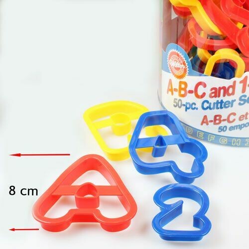 Wilton Tub of 50 LARGE ALPHABET LETTER &amp; NUMBER CUTTERS -Σετ 50τεμ Μεγάλα Πλαστικά Κουπ πατ Γράμματα &amp; Αριθμοί