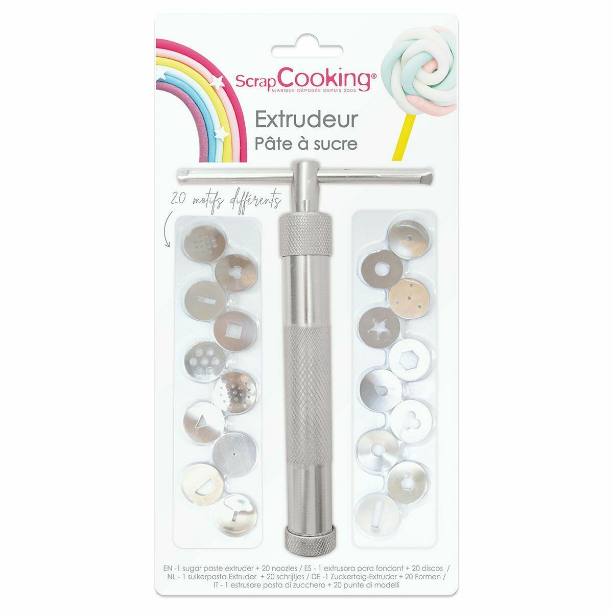 ScrapCooking Sugarpaste Fondant Extruder Gun -Πιστόλι Ζαχαροτεχνικής με 20 ανταλλακτικά σχέδια