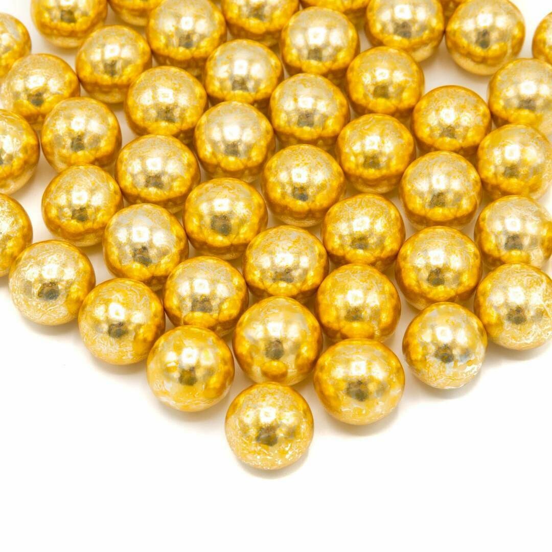 Happy Sprinkles - Choco Dragees -XXL VINTAGE GOLD METALLIC 130g - Βρώσιμες σοκολατένιες πέρλες σε Μεταλλικό Χρυσό Πολύ Μεγάλες