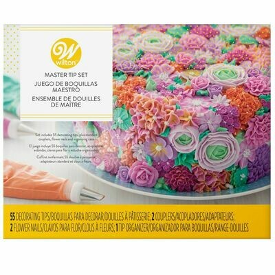 WILTON Nozzles -Master Tip -Set of 55 Tips &amp; Other Accessories - Σετ 55τεμ - Μύτες για κορνέ σε θήκη και διάφορα άλλα εργαλεία