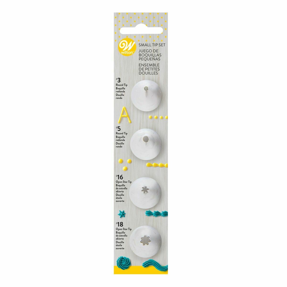 WILTON Nozzles Set of 4 -VARIOUS SMALL No.3, No.5, No.16, No.18 - Σετ 4τεμ μύτες κορνέ