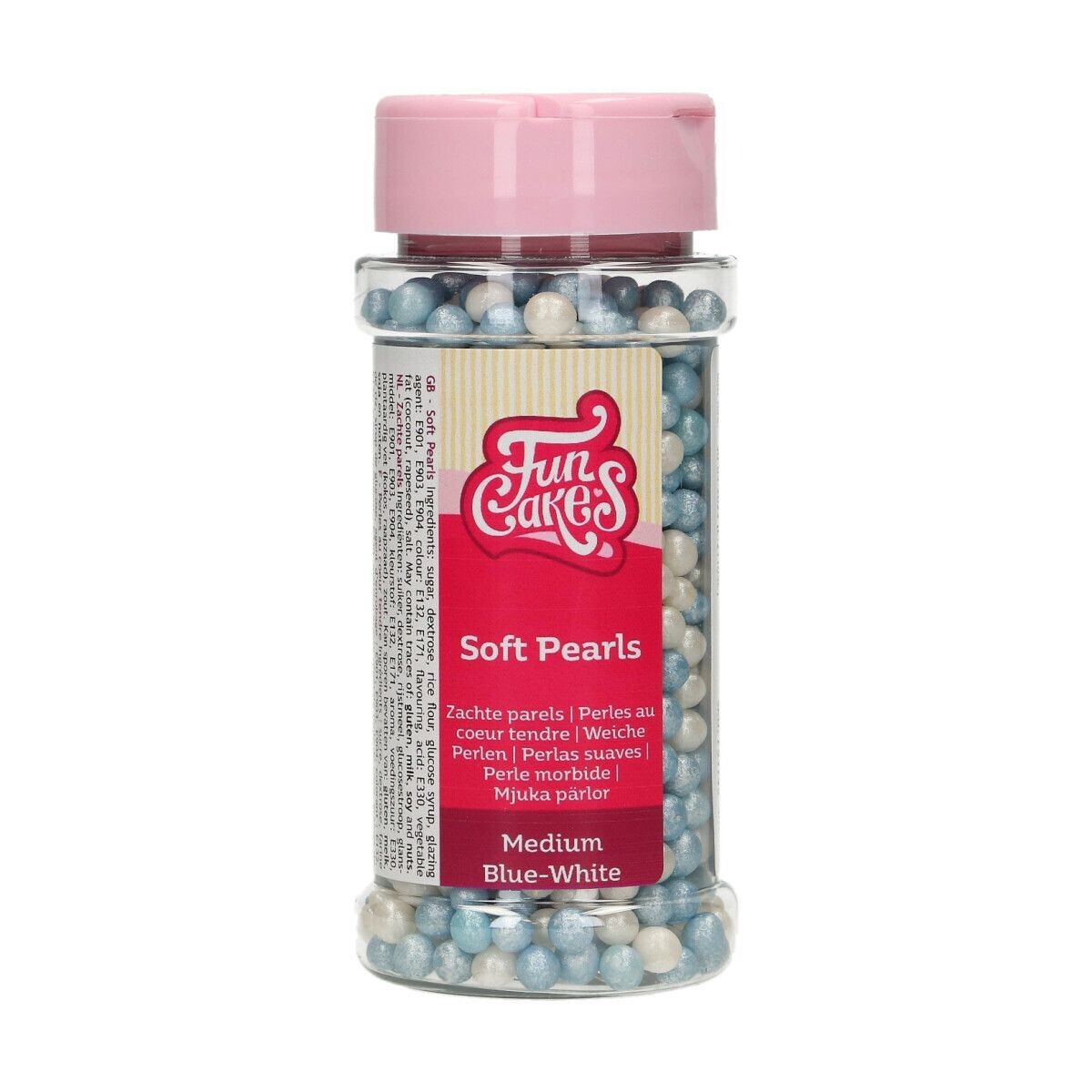 FunCakes Soft Sugar Pearls 4-6mm -BLUE &amp; WHITE 60g - Μαλακές  Πέρλες Ζάχαρης - Γαλάζιο &amp; Λευκό 60γρ