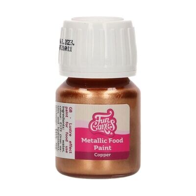 FunCakes Edible Metallic Food Paints -COPPER -Μεταλλικό Βρώσιμο Χρώμα Ζωγραφικής -Χαλκός 30ml
