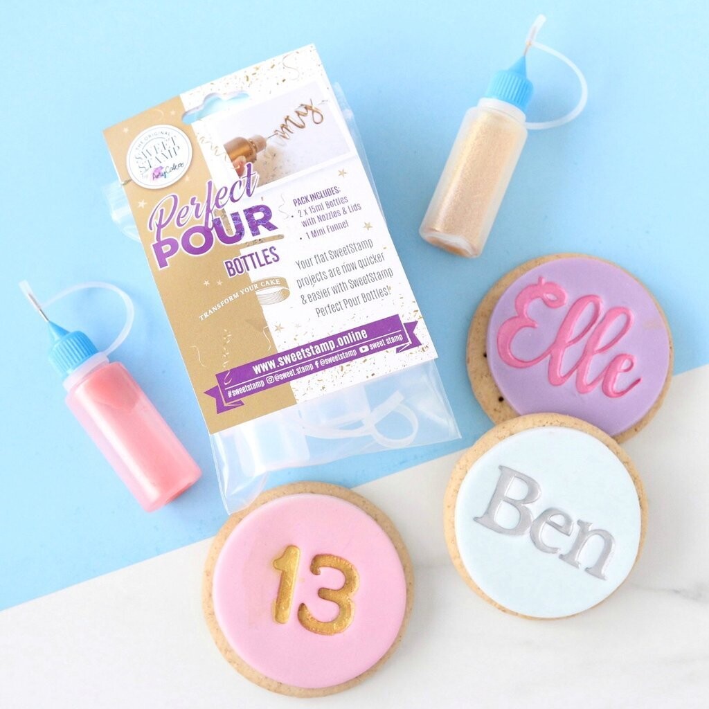 Sweet Stamp -PERFECT POUR BOTTLES with mini funnel- 2x πουκαλάκια για χρώμα &amp; μίνι χωνί