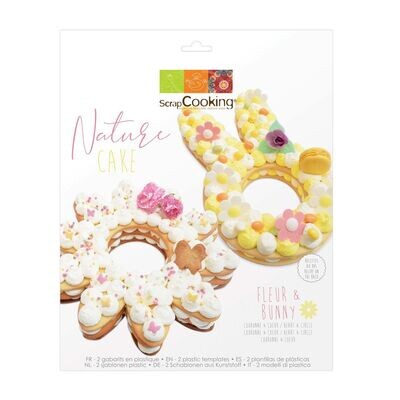 SALE!!! ScrapCooking Cake/Cookie Template -NATURE 2τμχ - Πλαστικό Λαγουδάκι και Λουλούδι πρότυπα για κοπή ζύμης