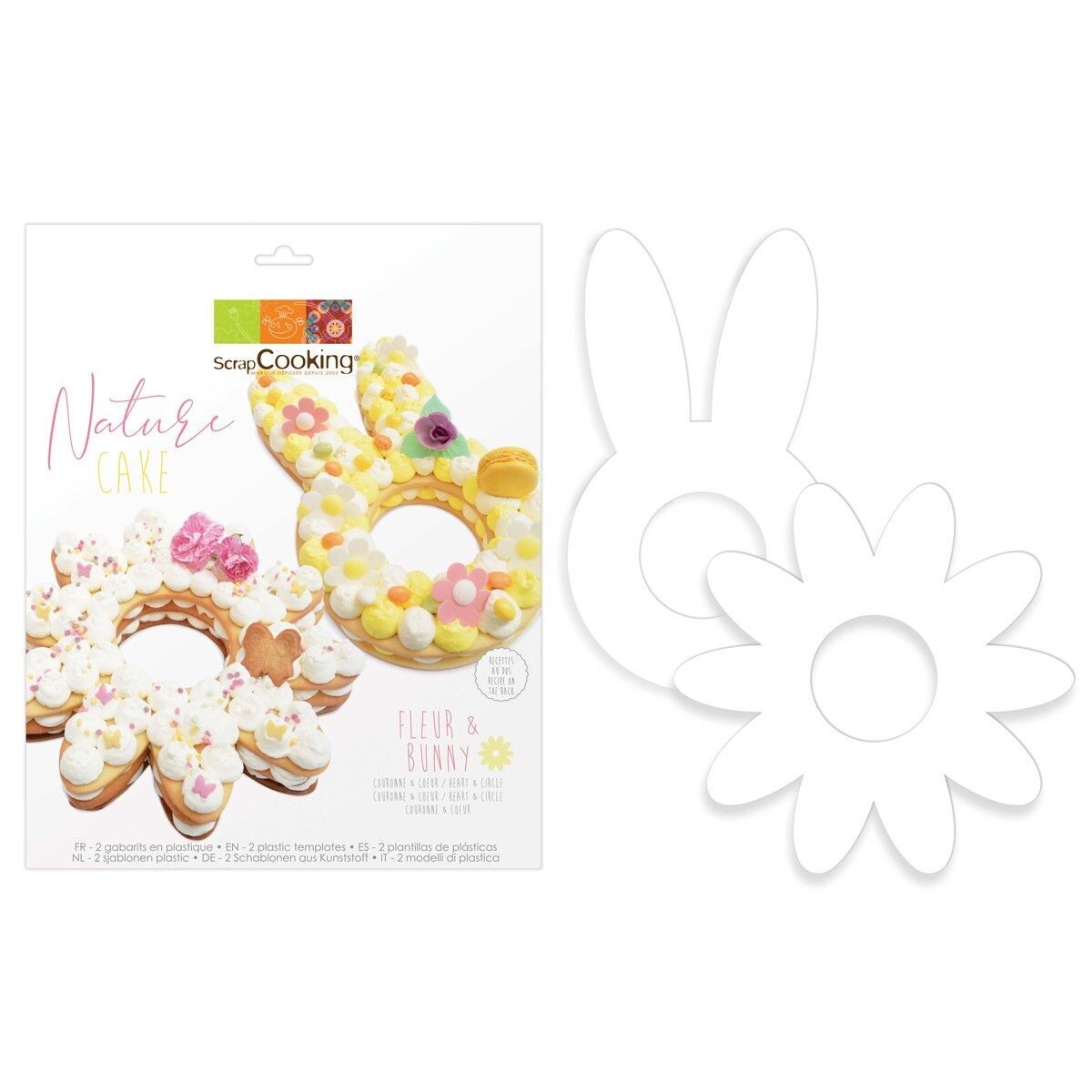 SALE!!! ScrapCooking Cake/Cookie Template -NATURE 2τμχ - Πλαστικό Λαγουδάκι και Λουλούδι πρότυπα για κοπή ζύμης