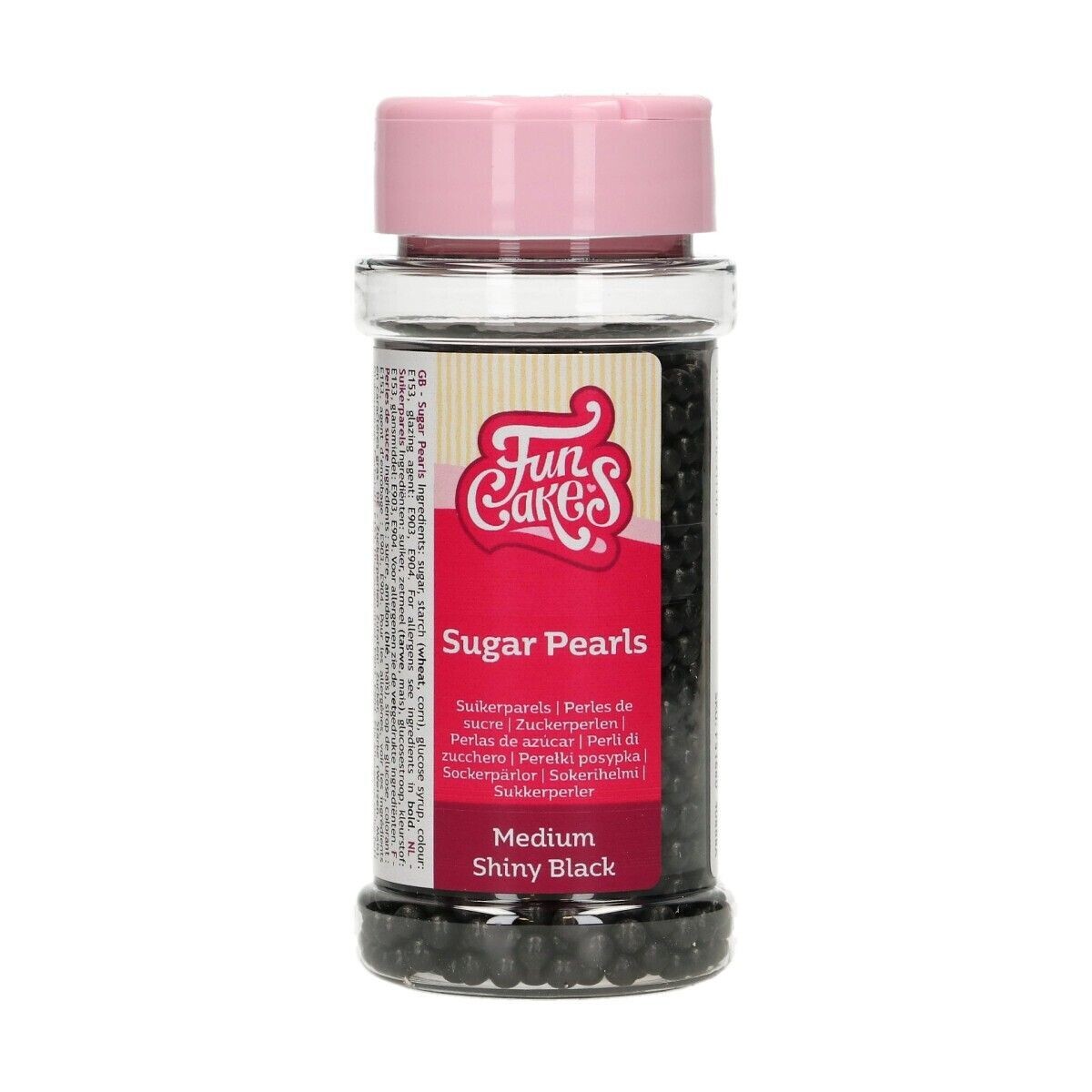 FunCakes Sugar Pearls -4mm SHINY BLACK 80g - Μείγμα Ζαχαρωτών Μαύρες Πέρλες