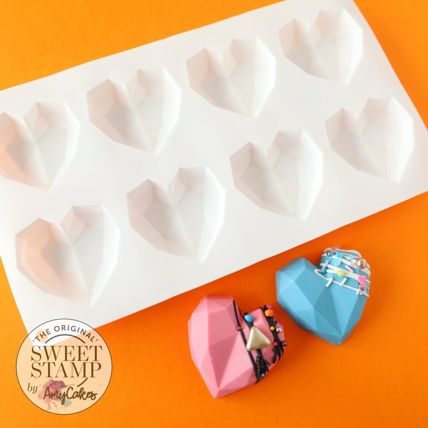 Sweet Stamp Geometric Heart Mould -MINI - Καλούπι Σιλικόνης για 8 μίνι γεωμετρικές Καρδιές