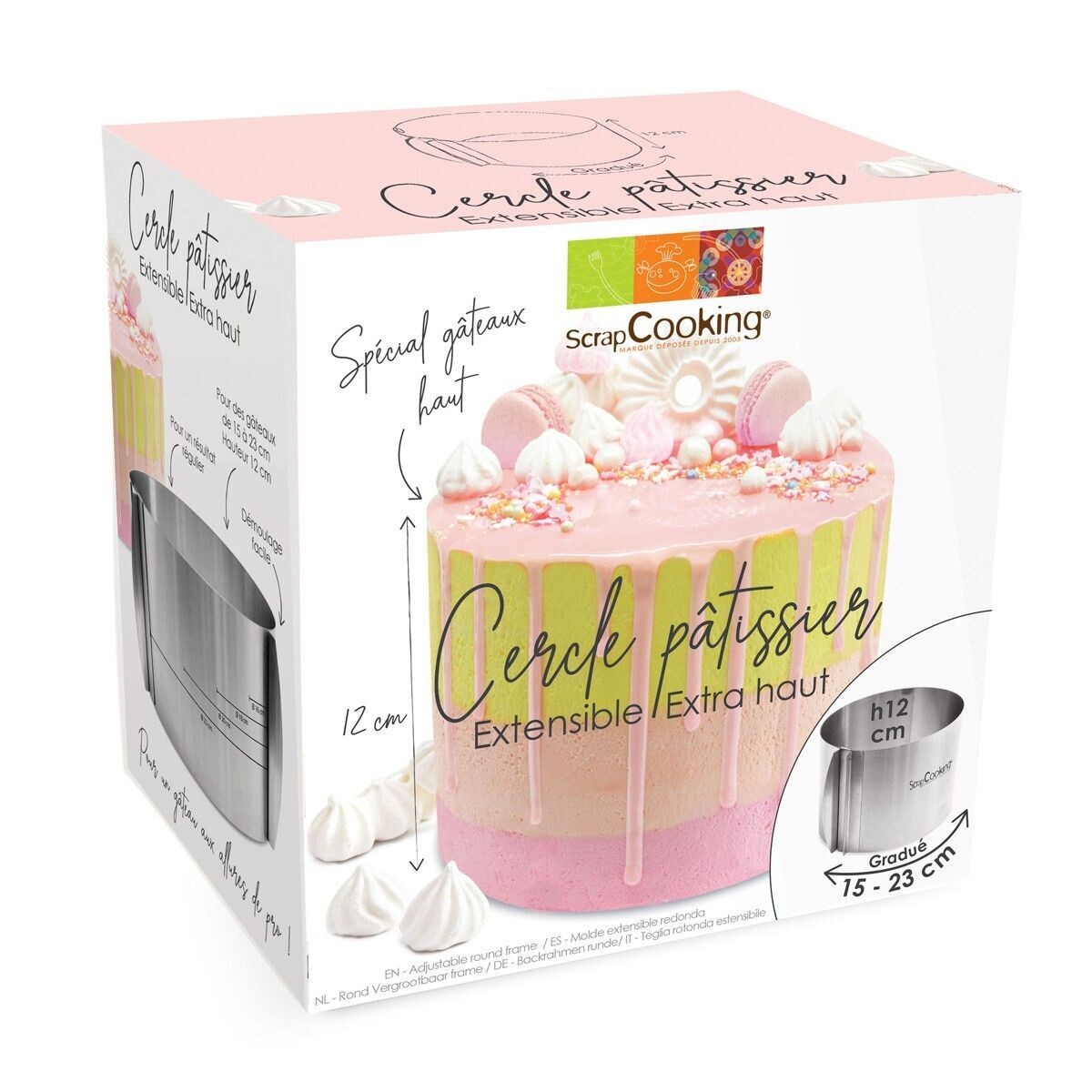 Scrapcooking Adjustable Baking Frame High Ø15-23cm - Ανοξείδωτο Στρογγυλό Ρυθμιζόμενο Τσέρκι Ύψους 12εκ