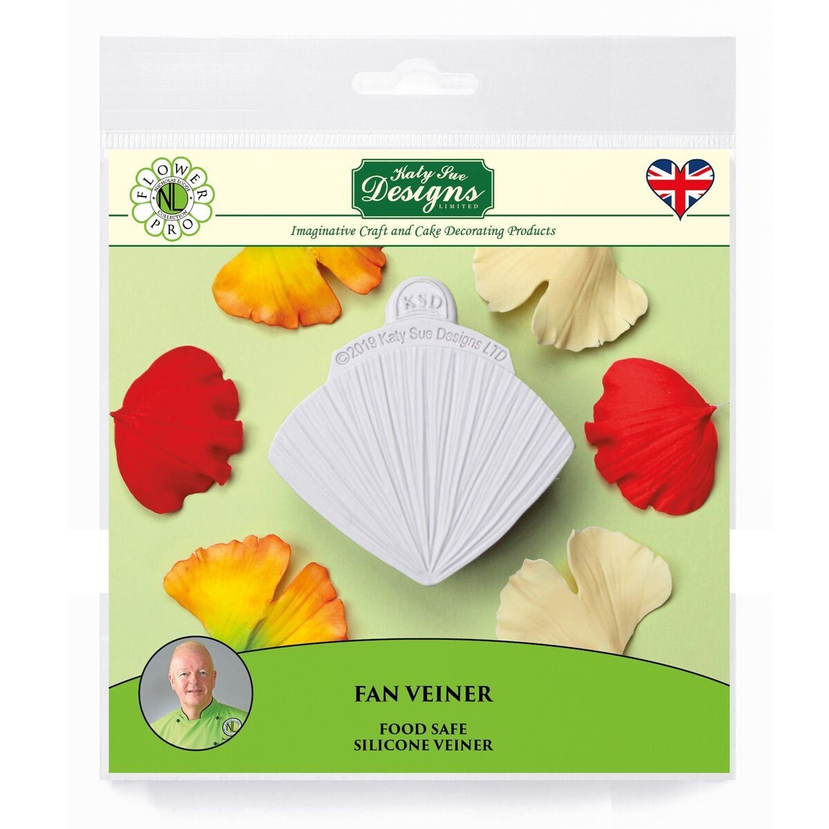 Katy Sue Silicone Mould &amp; Veiner -FAN VEINER - Καλούπι σιλικόνης και Πατάκι Πέταλο Λουλουδιού