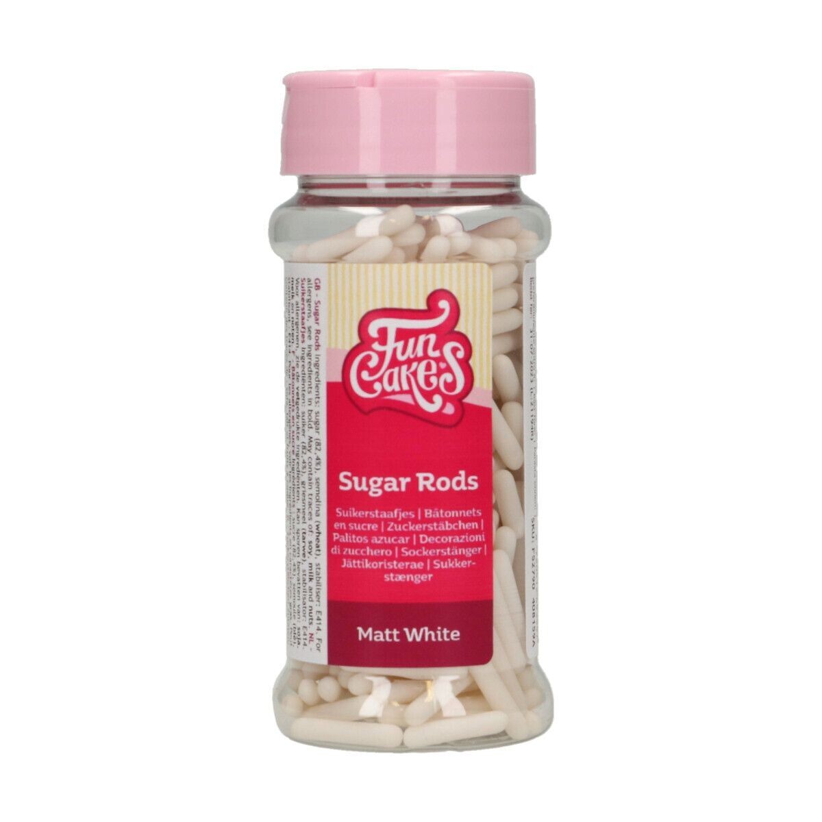 FunCakes Sprinkles -Matt Sugar Rods XL WHITE 70γρ - Μείγμα Ζαχαρωτών Ράβδοι σε Ματ Λευκό χρώμα