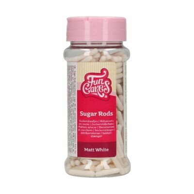 FunCakes Sprinkles -Matt Sugar Rods XL WHITE 70γρ - Μείγμα Ζαχαρωτών Ράβδοι σε Ματ Λευκό χρώμα