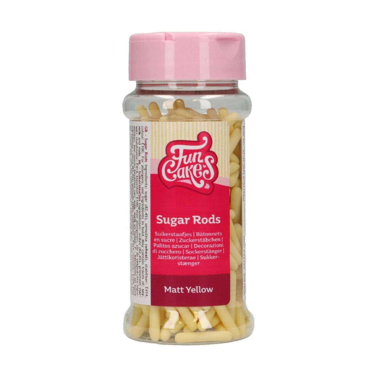 FunCakes Sprinkles -Matt Sugar Rods XL YELLOW 70γρ - Μείγμα Ζαχαρωτών Ράβδοι σε Ματ Κίτρινο χρώμα