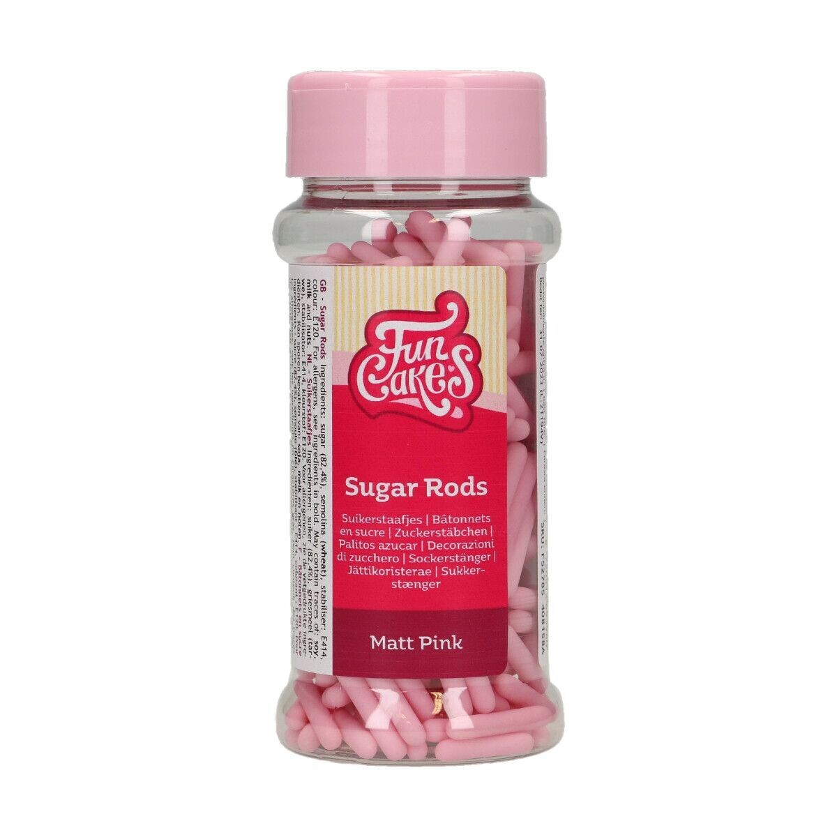 FunCakes Sprinkles -Matt Sugar Rods XL PINK 70γρ - Μείγμα Ζαχαρωτών Ράβδοι σε Ματ Ροζ χρώμα
