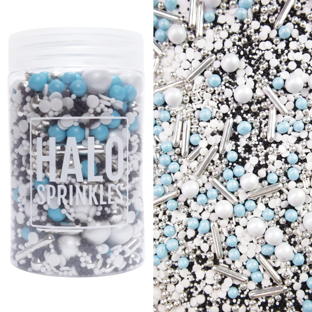 Halo Sprinkles MIX -BOYFRIEND 125γρ - Μείγμα Ζαχαρωτών σε Ασημί, Λευκές και Γαλάζιες Αποχρώσεις