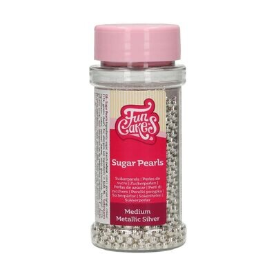 FunCakes Sugar Pearls -4mm METALLIC SILVER 80g -Μείγμα Ζαχαρωτών Πέρλες Μεταλλικό Ασημί