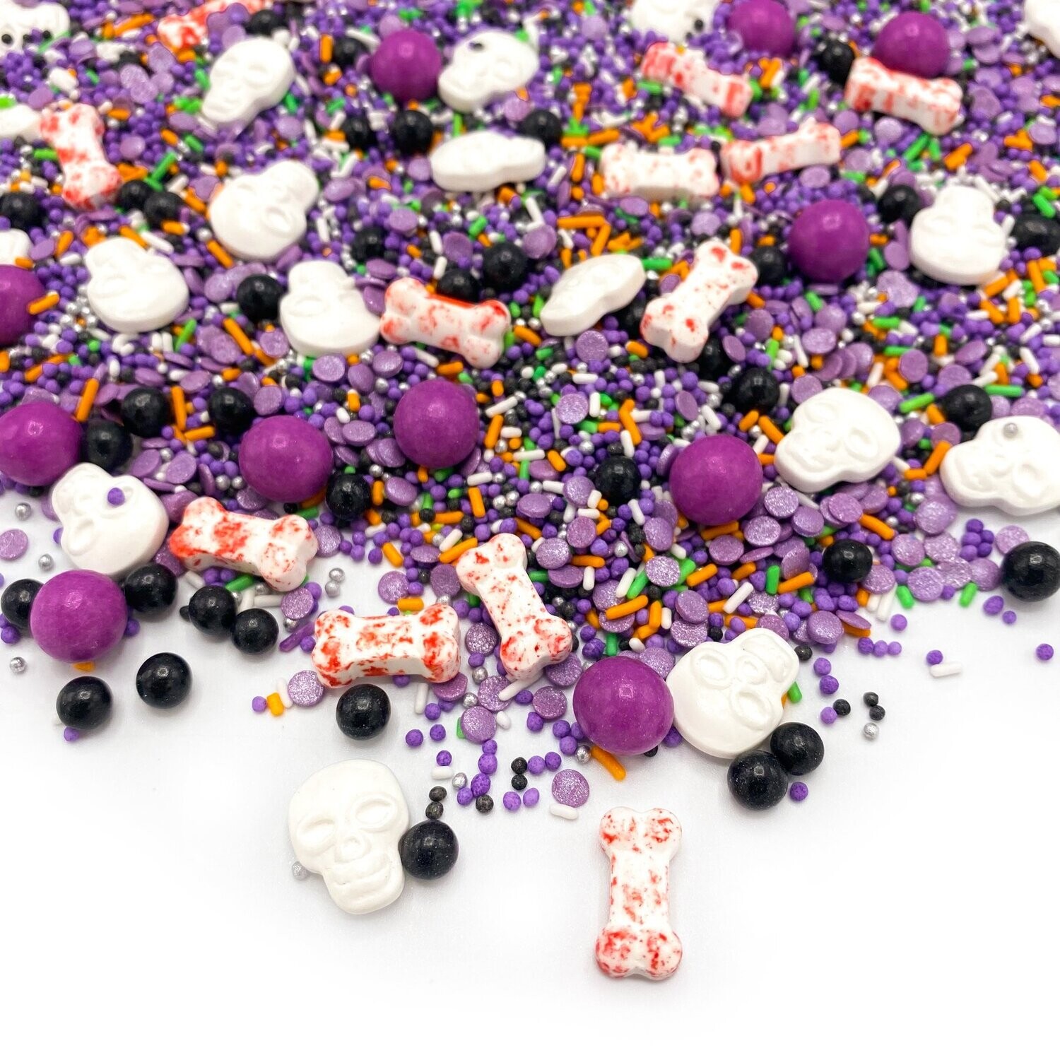 SALE!!! Happy Sprinkles Mix -FUNKY HALLOWEEN 90g - Μείγμα Ζαχαρωτών Halloween σε Μωβ, Λευκό και Μαύρο ΑΝΑΛΩΣΗ ΚΑΤΑ ΠΡΟΤΙΜΗΣΗ 31/10/2023