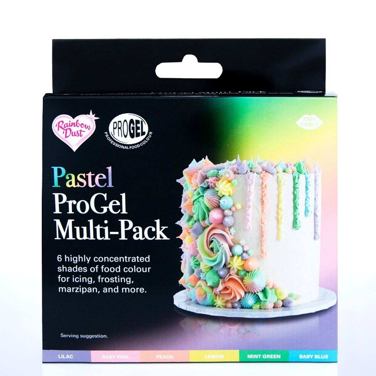 Rainbow Dust ProGel® -Multipack -PASTEL 6 τμχ - Σετ 6τεμ Παστέλ Χρώματα Τζελ - Λιλά, Ροζ, Ροδακινί, Πράσινο της Μέντας,, Γαλάζιο