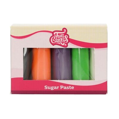 FunCakes Fondant -MULTIPACK -HALLOWEEN 5x100g -  Σετ με 5 Ζαχαρόπαστες - Λευκό, Μαύρο, Μωβ, Πορτοκαλί και Πράσινο