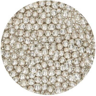FunCakes Soft Sugar Pearls 6mm -Metallic SILVER -MEDIUM 55g - Μαλακές  Πέρλες Ζάχαρης Μεταλλικό Ασημί 55γρ