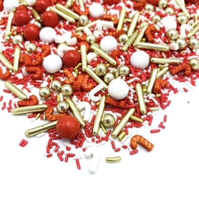 Happy Sprinkles Mix -HOLLY JOLLY 180g - Μείγμα Ζαχαρωτών​ Χριστουγεννιάτικο σε κόκκινες και χρυσές αποχρώσεις Ανάλωση κατά προτίμηση πριν από 30/09/22