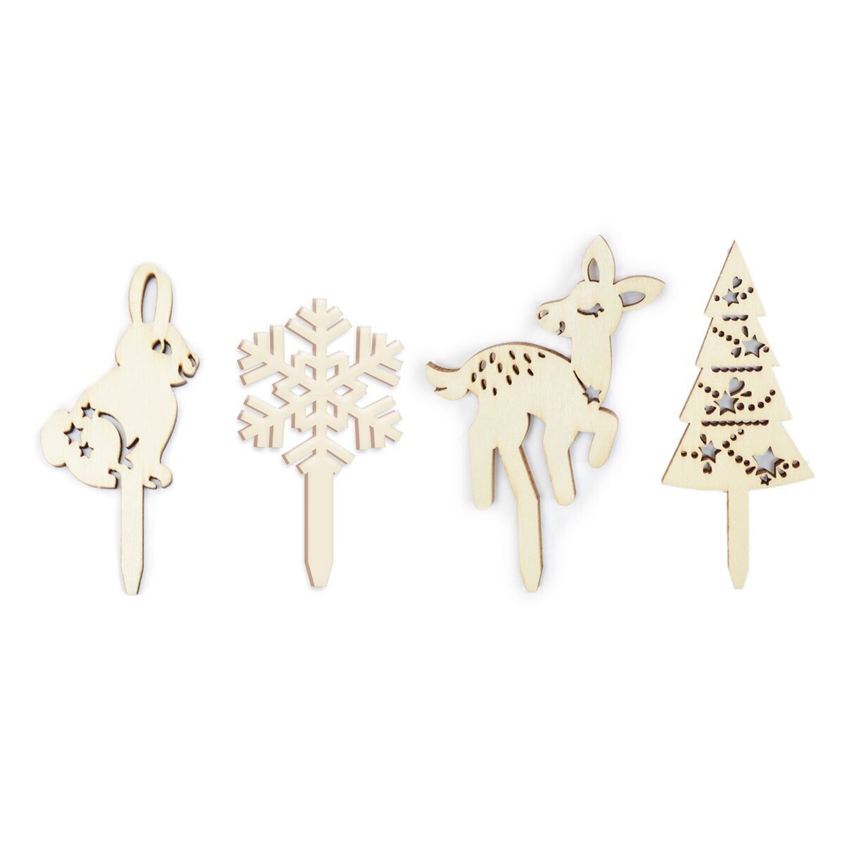 SALE!!! Scrapcooking Cake Toppers Woodland 4τμχ - Ξύλινα Τόπερ Χριστουγεννιάτικα