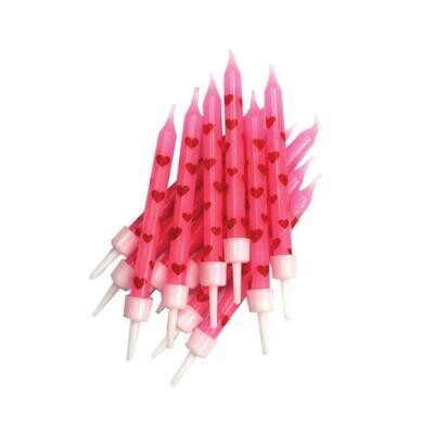 By AH -Candles -Set of 12 -PINK HEARTS -Κεράκια  Ροζ με Καρδιές 12 τεμ
