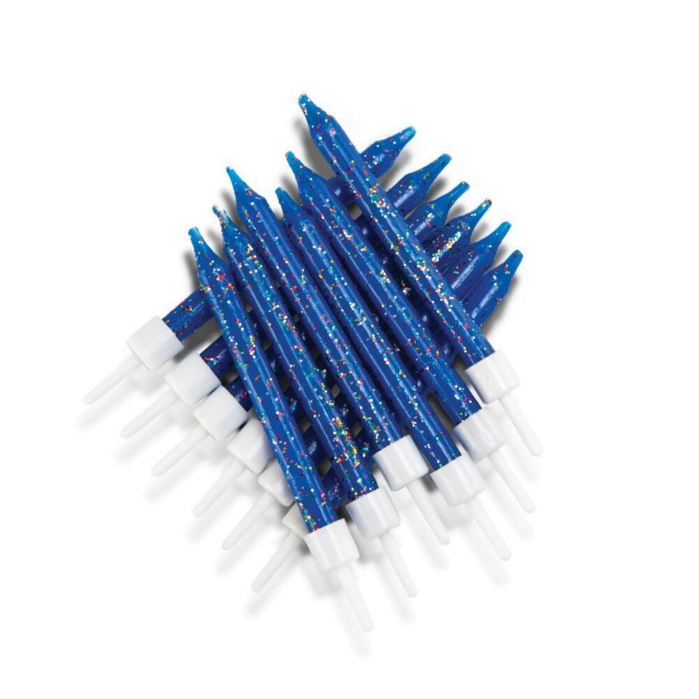 By AH -Candles -Set of 12 GLITTER NAVY BLUE-Κεράκια με Γκλίτερ Ναυτικό Μπλε 12 τεμ