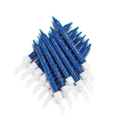 By AH -Candles -Set of 12 GLITTER NAVY BLUE-Κεράκια με Γκλίτερ Ναυτικό Μπλε 12 τεμ