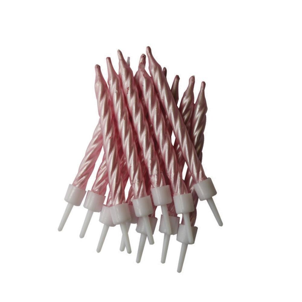 SALE!!! By AH -Candles -Set of 12 -Pearlescent Candles - PINK - Κεράκια Περλέ Ροζ