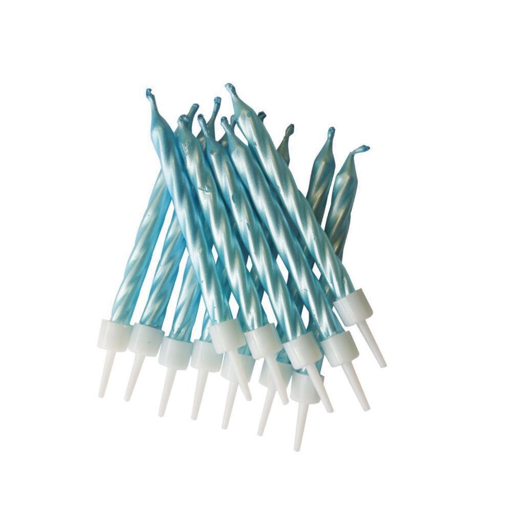 SALE!!! By AH -Candles -Set of 12 -Pearlescent Candles - Light Blue - Κεράκια Περλέ Γαλάζια