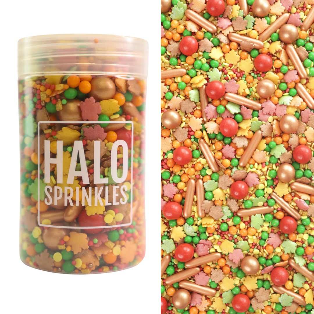 Halo Sprinkles MIX -FALL Y'ALL 125γρ  - Μείγμα Ζαχαρωτών σε Φθινοπωρινές Αποχρώσεις με φύλλα