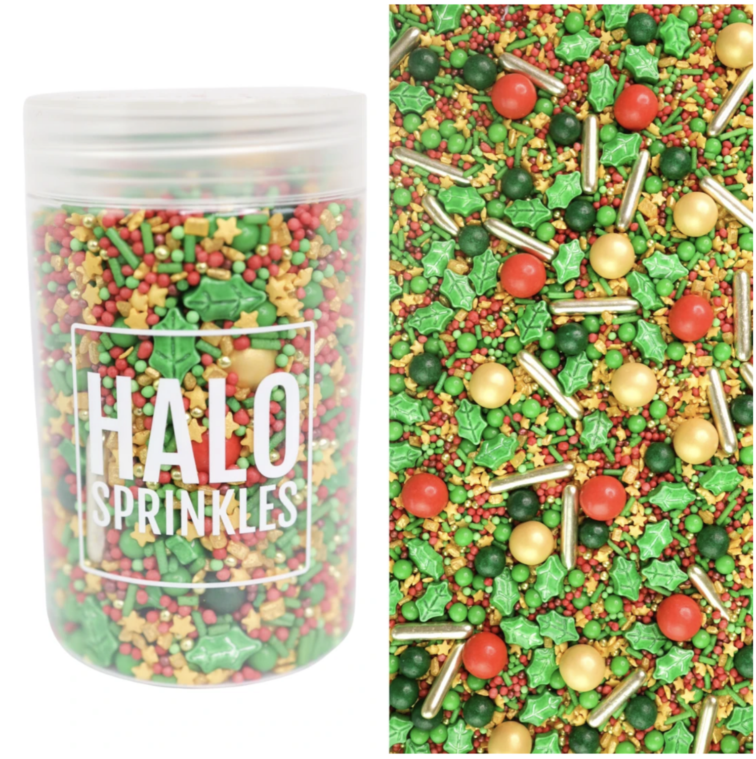 Halo Sprinkles MIX -FESTIVE AF 125γρ  - Μείγμα Ζαχαρωτών χριστουγεννιάτικο με Φύλλα Γκι