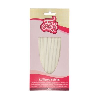FunCakes Paper Cake Pop Sticks -WHITE - Χάρτινα Στικάκια για Κέικ Ποπς 12εκ 50 τεμ.