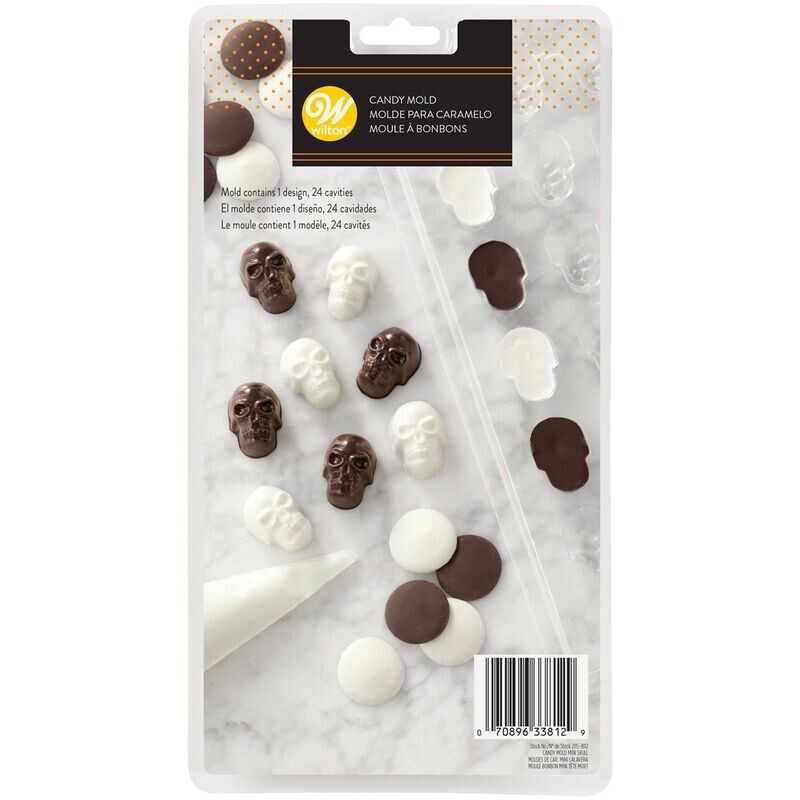 Wilton Candy Mould -MINI SKULLS - Πλαστικό Καλούπι για 24 σοκολατάκια κρανία