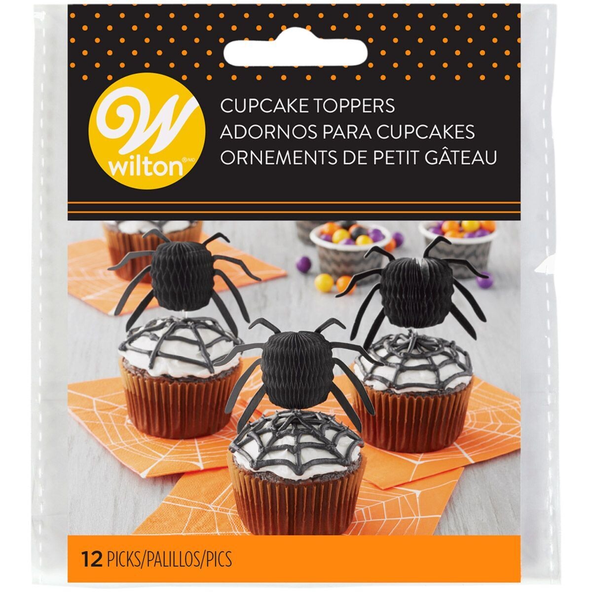 Wilton Treat Picks -Honeycomb Spider 12τμχ - Διακοσμητικά Τόπερ Αράχνες