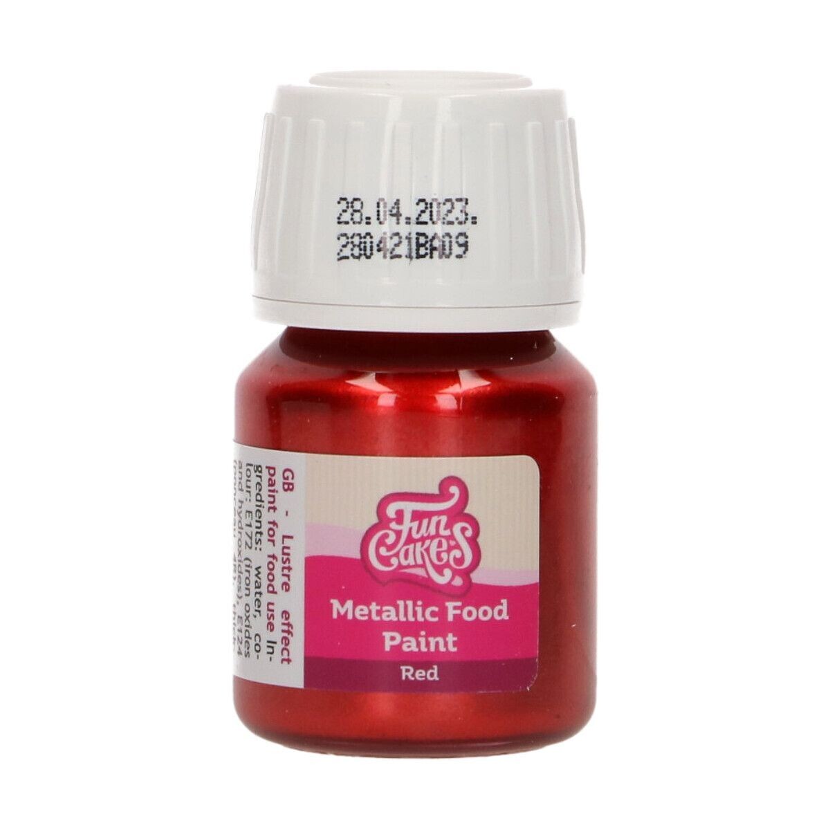 FunCakes Edible Metallic Food Paints -RED -Μεταλλικό Βρώσιμο Χρώμα Ζωγραφικής - Κόκκινο  30ml