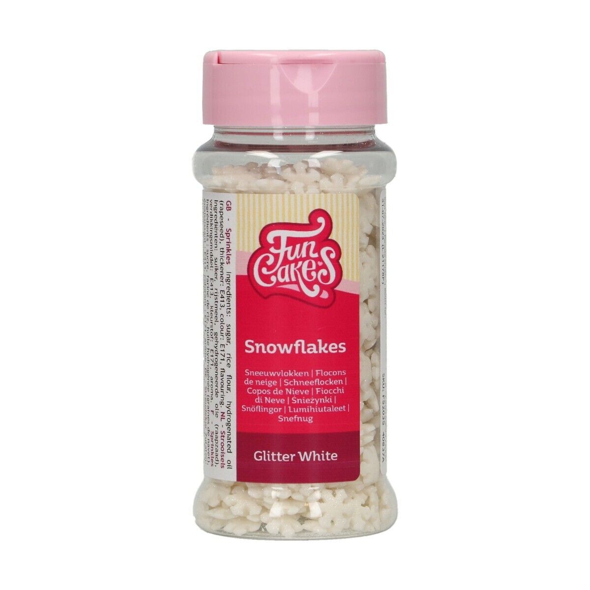 FunCakes Sprinkles -SNOWFLAKES -WHITE -Μείγμα Ζαχαρωτών Λευκές Χιονονιφάδες 50γρ