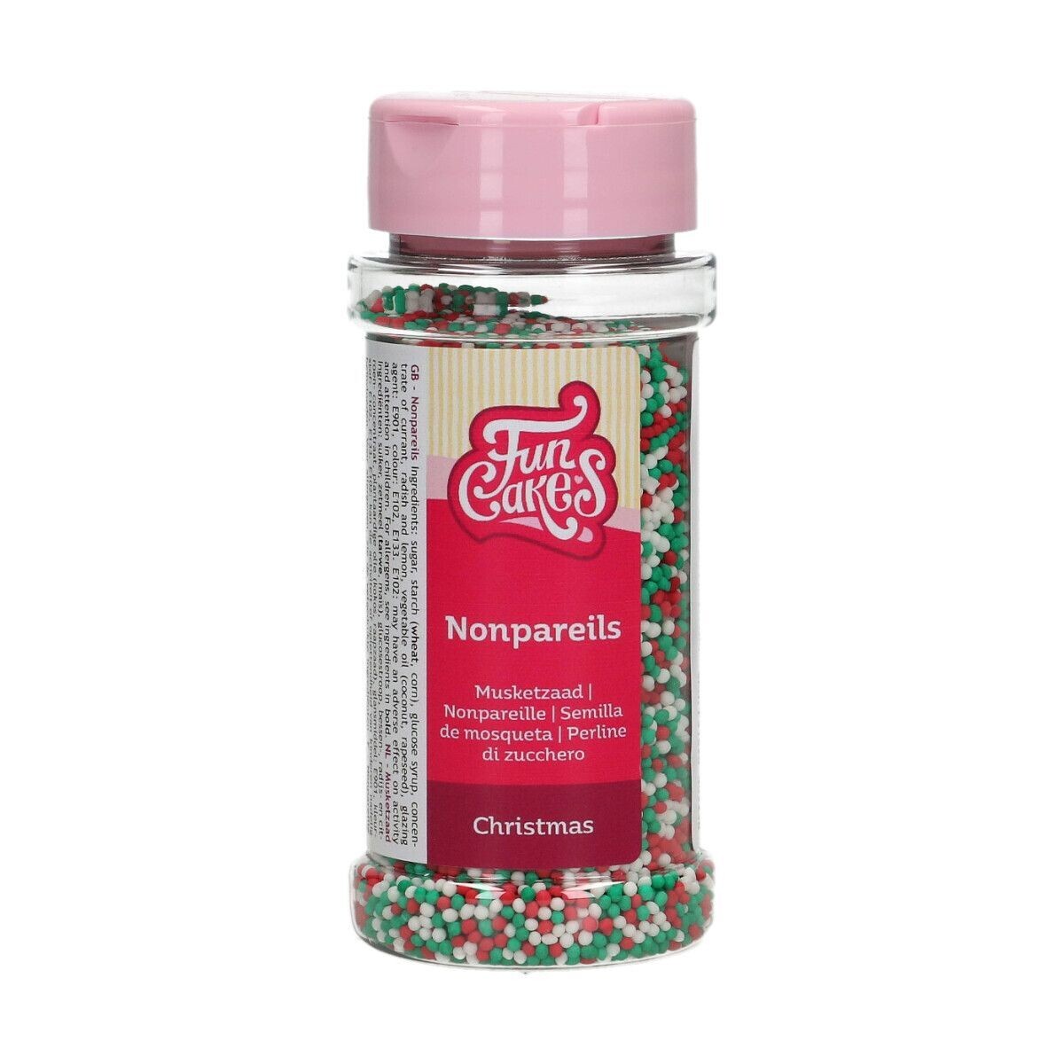 FunCakes Nonpareils -CHRISTMAS RED, WHITE, GREEN - Κας-Κας -Χριστούγεννα - Κόκκινο, Λευκό, Πράσινο 80g