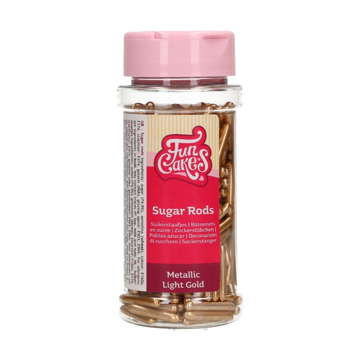 FunCakes Sprinkles -Metallic Sugar Rods XL GOLD - Μείγμα Ζαχαρωτών Ράβδοι σε Χρυσό χρώμα 70γρ