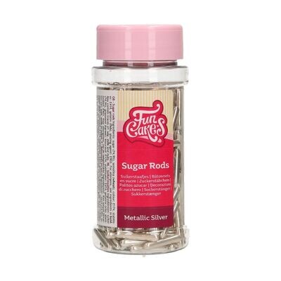 FunCakes Sprinkles -Metallic Sugar Rods XL SILVER -Μείγμα Ζαχαρωτών Ράβδοι -Ασημί 70γρ