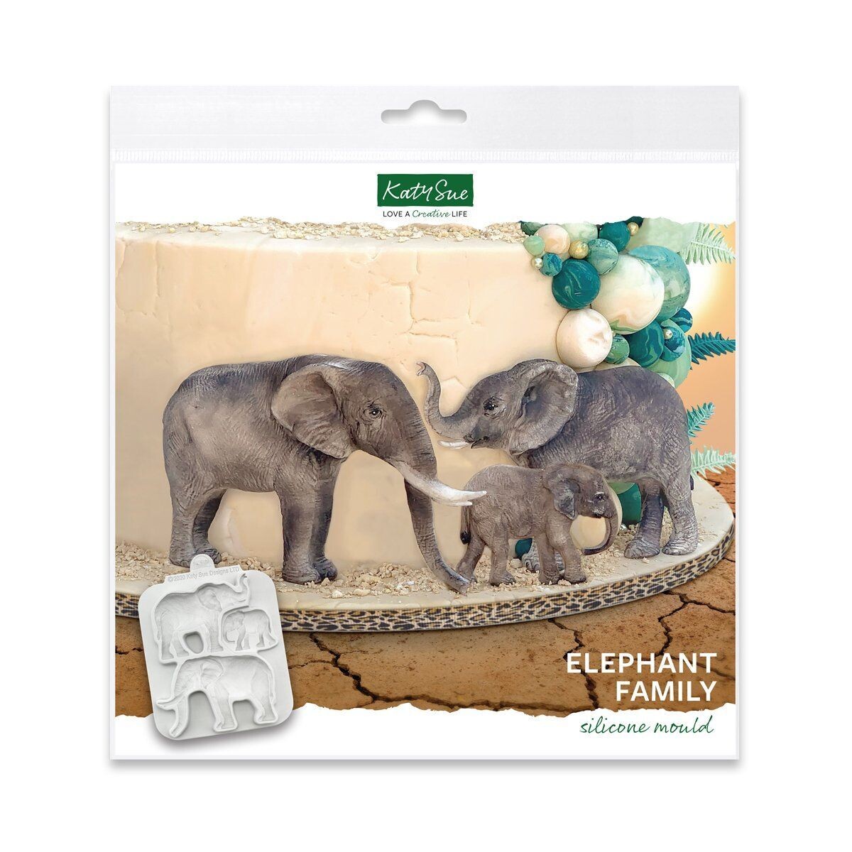 Katy Sue Silicone Mould -ELEPHANT FAMILY - Καλούπι Σιλικόνης Οικογένεια Ελεφάντων