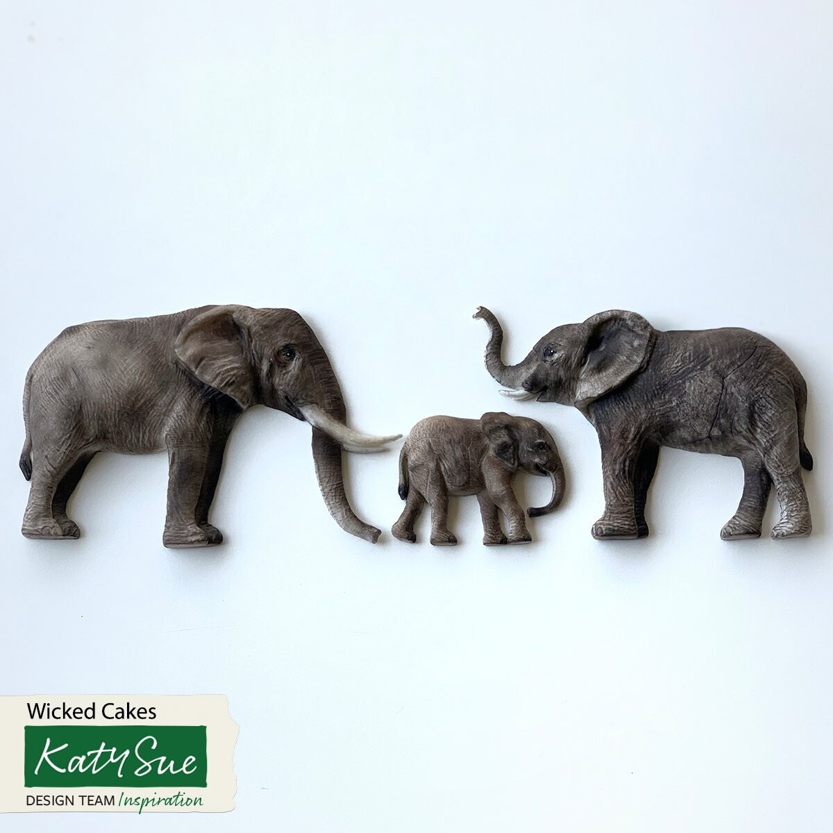 Katy Sue Silicone Mould -ELEPHANT FAMILY - Καλούπι Σιλικόνης Οικογένεια Ελεφάντων