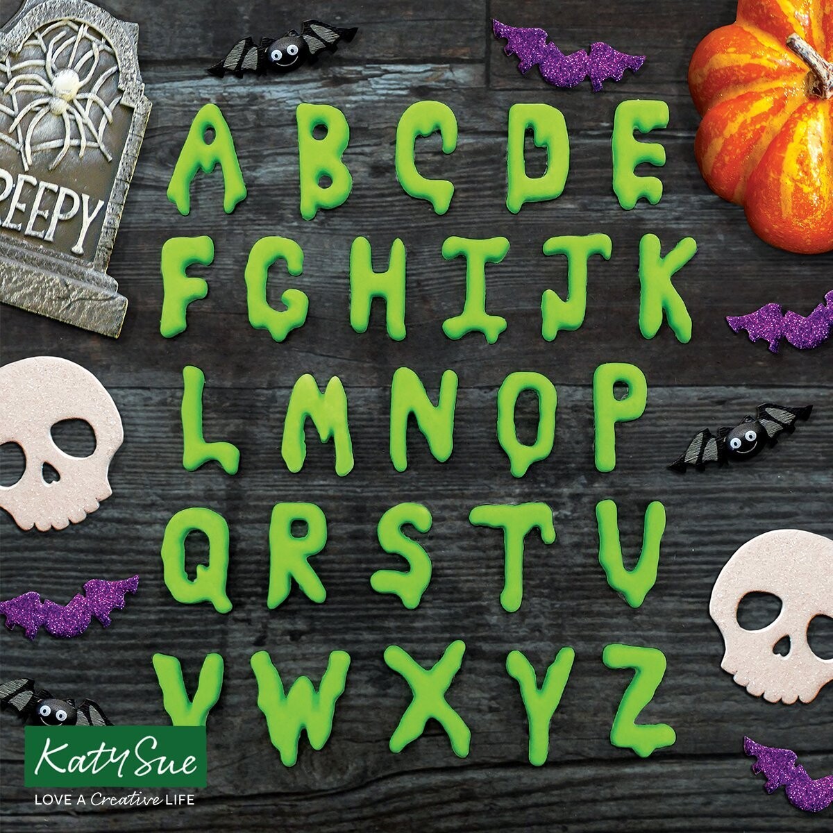 Katy Sue Silicone Mould -CREEPY HORROR ALPHABET - Καλούπι Σιλικόνης Τρομακτικό Αλφάβητο
